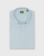 Load image into Gallery viewer, Button-Down Sport Shirt in Green/Sky Stripe End-On-End
