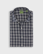 Load image into Gallery viewer, Slim-Fit Spread Collar Sport Shirt in Navy/White Plaid Brushed Plainweave