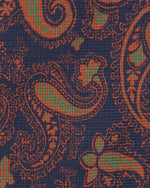 Load image into Gallery viewer, Silk Print Tie in Navy/Orange/Olive Large Paisley