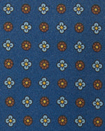Load image into Gallery viewer, Silk Print Tie in Navy/Brown/Sky Flower