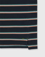 Load image into Gallery viewer, Short-Sleeved Polo in Navy/Peach/Green Stripe Pima Pique