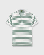 Load image into Gallery viewer, Court Polo in White/Heather Green Stripe Pima Pique