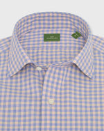 Load image into Gallery viewer, Spread Collar Sport Shirt in Heather Sky/Mango Gingham Poplin