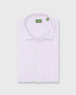 Load image into Gallery viewer, Spread Collar Sport Shirt in Lavender Stripe Chambray