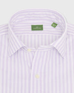 Load image into Gallery viewer, Spread Collar Sport Shirt in Lavender Stripe Chambray