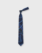 Load image into Gallery viewer, Silk Print Tie in Navy/Brown Equestrian