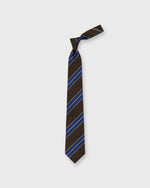 Load image into Gallery viewer, Hand-Rolled Silk Woven Tie in Brown/Purple/Khaki Stripe