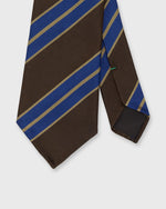 Load image into Gallery viewer, Hand-Rolled Silk Woven Tie in Brown/Purple/Khaki Stripe