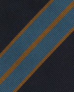 Load image into Gallery viewer, Silk Woven Tie in Navy/Dusty Blue/Orange Stripe