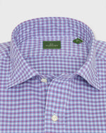 Load image into Gallery viewer, Spread Collar Sport Shirt in Sky/Berry/White Check Poplin
