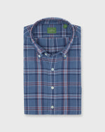Load image into Gallery viewer, Short-Sleeved Button-Down Popover Sport Shirt in Indigo/Orange/White Madras