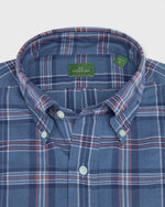 Load image into Gallery viewer, Short-Sleeved Button-Down Popover Sport Shirt in Indigo/Orange/White Madras