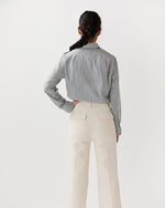 Load image into Gallery viewer, Sidney Shirt in Olive/White Stripe Chambray