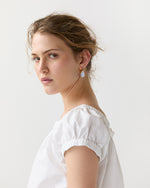 Load image into Gallery viewer, Mini Organic Hoop Earrings in Marbled Blue Lace