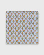 Load image into Gallery viewer, Hand-Rolled Cotton Print Pocket Square in French Blue/Tangerine Floral Printed Poplin