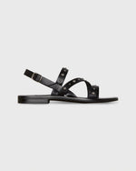 Load image into Gallery viewer, Strappy Studded Sandal in Black Leather