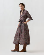 Load image into Gallery viewer, Avery Shirtwaist Dress in Navy/Red Petal & Daisy Liberty Fabric