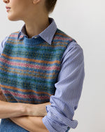 Load image into Gallery viewer, Silvia Fair Isle Sweater Vest in Denim/Multi Alpaca/Wool