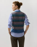Load image into Gallery viewer, Silvia Fair Isle Sweater Vest in Denim/Multi Alpaca/Wool