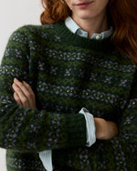 Load image into Gallery viewer, Alpine Fair Isle Sweater in Spruce/Multi Cashmere/Silk