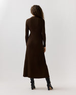 Load image into Gallery viewer, Addie Johnny-Collar Dress in Brown Techno Yarn
