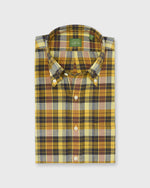 Load image into Gallery viewer, Button-Down Sport Shirt in Maize/Navy/Brown Madras