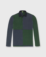 Load image into Gallery viewer, Rugby Shirt in Heather Forest/Heather Denim Pima Jersey