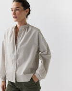 Load image into Gallery viewer, Sunny Blouse in Taupe/White Bengal Stripe Compact Cotton