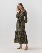Load image into Gallery viewer, Aba Maxi Dress in Olive/Rose The West Garden Liberty Fabric Silk