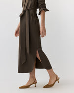 Load image into Gallery viewer, Maude Dress in Bark Crinkle Cotton/Wool