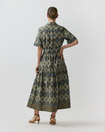 Load image into Gallery viewer, Nathalie Dress in Spruce/Tobacco/Multi Painted Tapestry Poplin