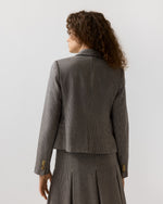Load image into Gallery viewer, Short Reagan Jacket in Navy/Chocolate Houndstooth