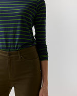 Load image into Gallery viewer, Kendall Flare 5-Pocket Jean in Moss Stretch Moleskin