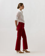 Load image into Gallery viewer, Kendall Flare 5-Pocket Jean in Red Stretch Velveteen
