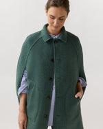 Load image into Gallery viewer, Reversible Bennet Tailored Cape in Lovat/Denim Double-Faced Wool