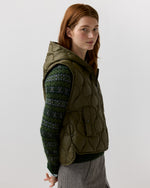 Load image into Gallery viewer, Jenny Cashball Hooded Vest in Olive Nylon