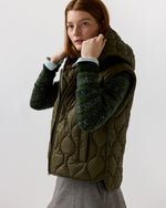 Load image into Gallery viewer, Jenny Cashball Hooded Vest in Olive Nylon