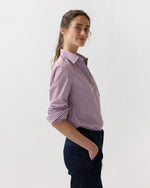 Load image into Gallery viewer, Sidney Shirt in Red/Sky Banker Stripe Poplin