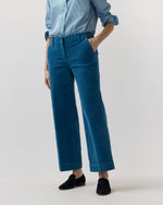 Load image into Gallery viewer, Frankie Cropped Pant in Petrol Stretch Corduroy