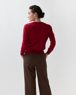 Load image into Gallery viewer, Rosie Cardigan in Deep Red Cotton/Cashmere