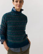 Load image into Gallery viewer, Vivie Fair Isle Sweater in Navy/Fuchsia Multi Alpaca/Wool