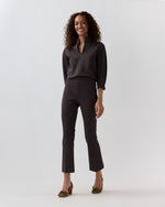 Load image into Gallery viewer, Faye Flare Cropped Pant in Coffee Bi-Stretch Tricotine