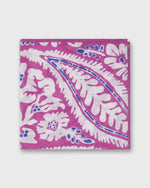 Load image into Gallery viewer, Hand-Rolled Linen/Cotton Print Pocket Square in Berry/Bone/Lapis Large Paisley