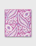 Load image into Gallery viewer, Hand-Rolled Linen/Cotton Print Pocket Square in Berry/Bone/Lapis Large Paisley