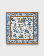 Load image into Gallery viewer, Hand-Rolled Linen/Cotton Print Pocket Square in Chalk Archer Scene