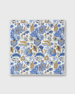 Load image into Gallery viewer, Hand-Rolled Linen/Cotton Print Pocket Square in Chalk/Navy Botanical