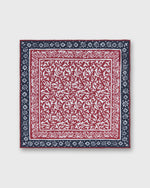 Load image into Gallery viewer, Hand-Rolled Linen/Cotton Print Pocket Square in Red/Navy Abstract