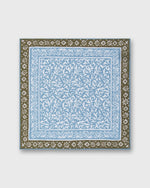 Load image into Gallery viewer, Hand-Rolled Linen/Cotton Print Pocket Square in Sky/Olive Abstract