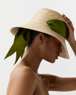 Load image into Gallery viewer, The Clematis Hat in Olive Wide & Short Ribbon