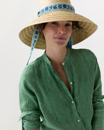 Load image into Gallery viewer, The Amaryllis Hat in Vintage Azure Garden Rose Long Ribbon